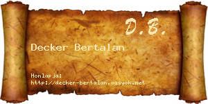 Decker Bertalan névjegykártya